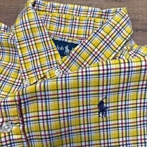 Polo Ralph Lauren Blake Shirt Mens L Button Up Yellow Plaid Retro Y2K Equestrian